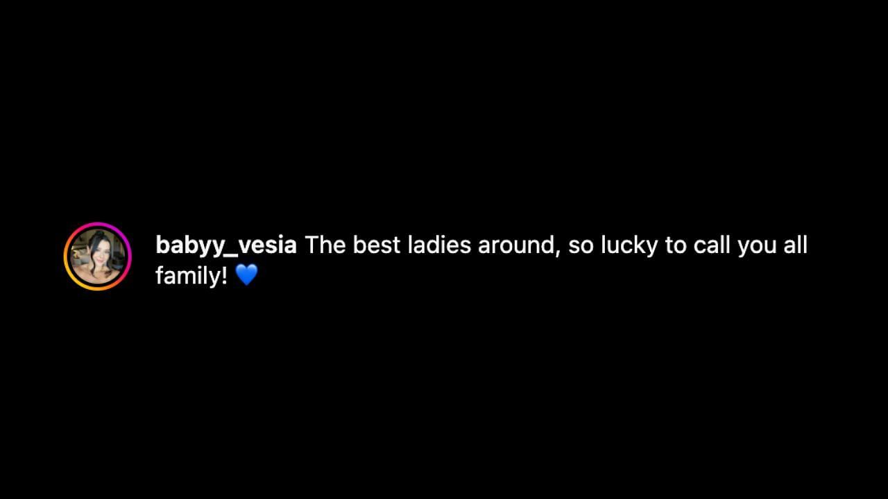 Screenshot of Kayla Vesia's comment on Cara Smith's Instagram post (Image from - Instagram.com/@caramartinellsmith)
